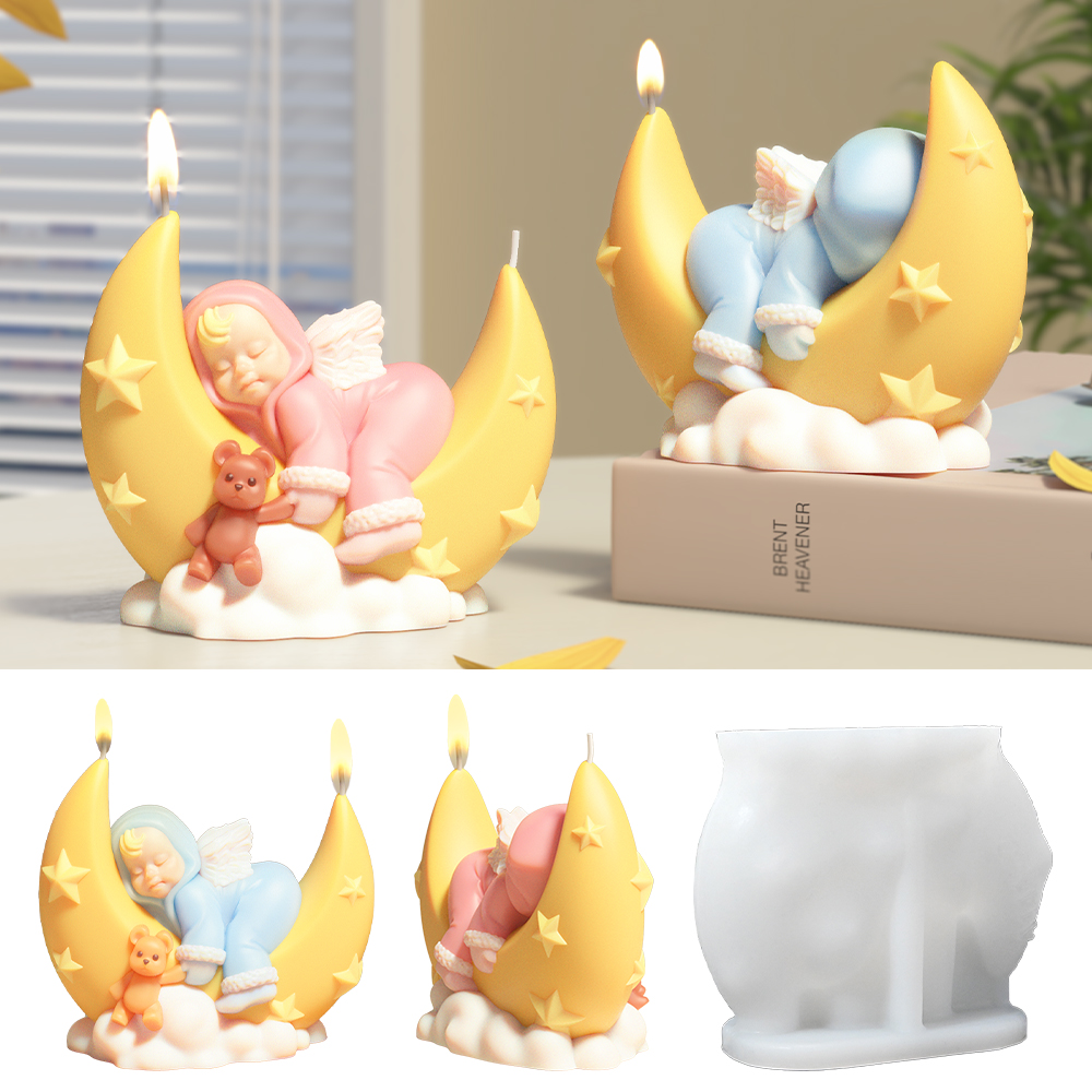 3D Printing Concrete - LZ085 3D Cute Moon Angel Candle