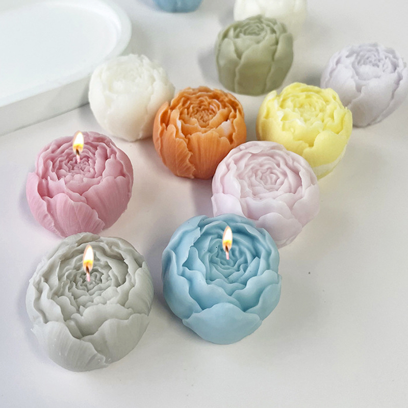 3D Printing Concrete - 3D Roses Candle Silicone Mold Peony