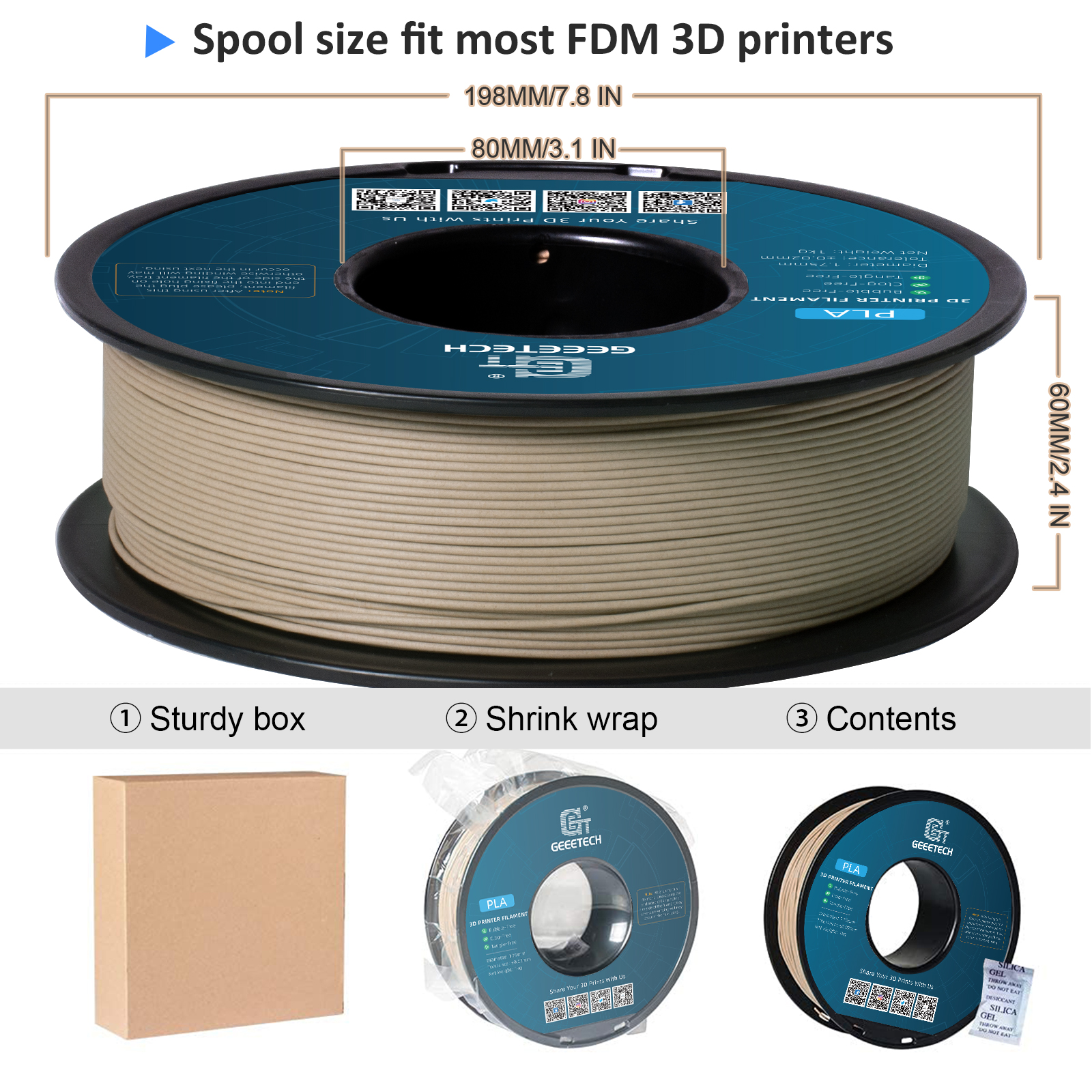 Geeetech Wood PLA 1kg 1.75mm F - 3D Printing Warehouse recension och pris
