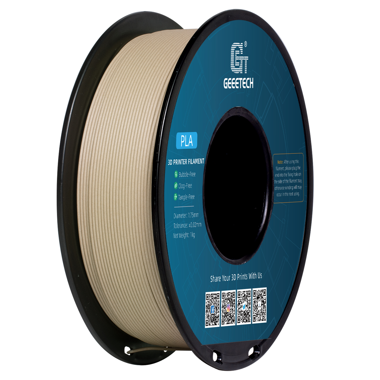 Geeetech Wood PLA 1kg 1.75mm F - 3D Printing Warehouse recension och pris