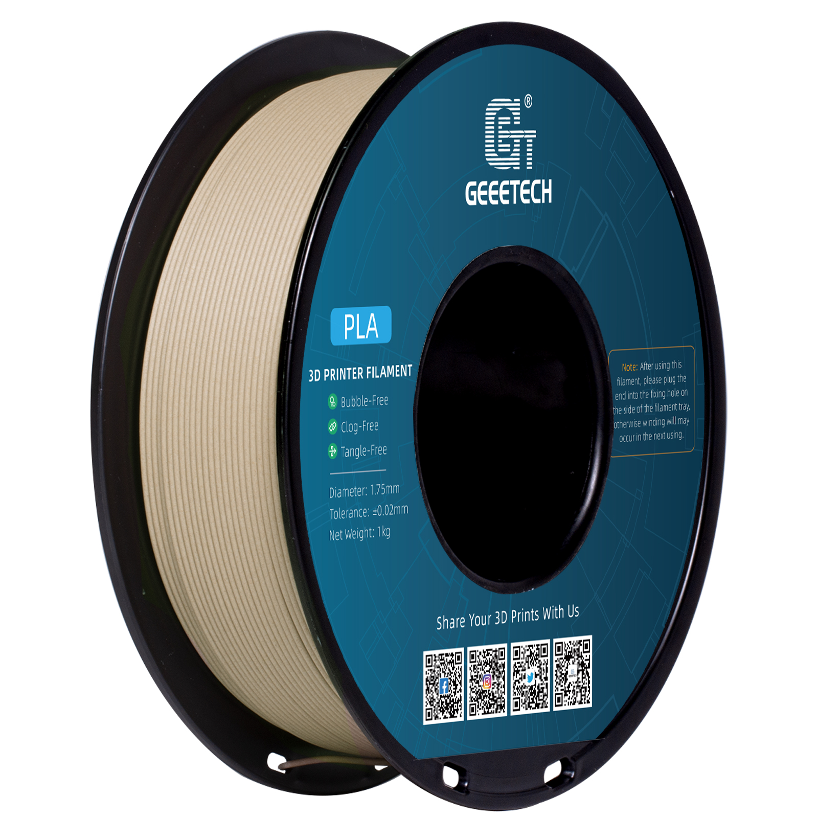 Geeetech Wood PLA 1kg 1.75mm F - 3D Printing Warehouse recension och pris