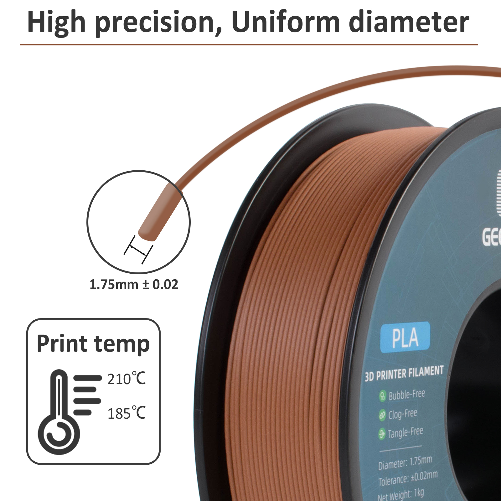 Geeetech Wood PLA 1kg 1.75mm F - 3D Printing Warehouse recension och pris