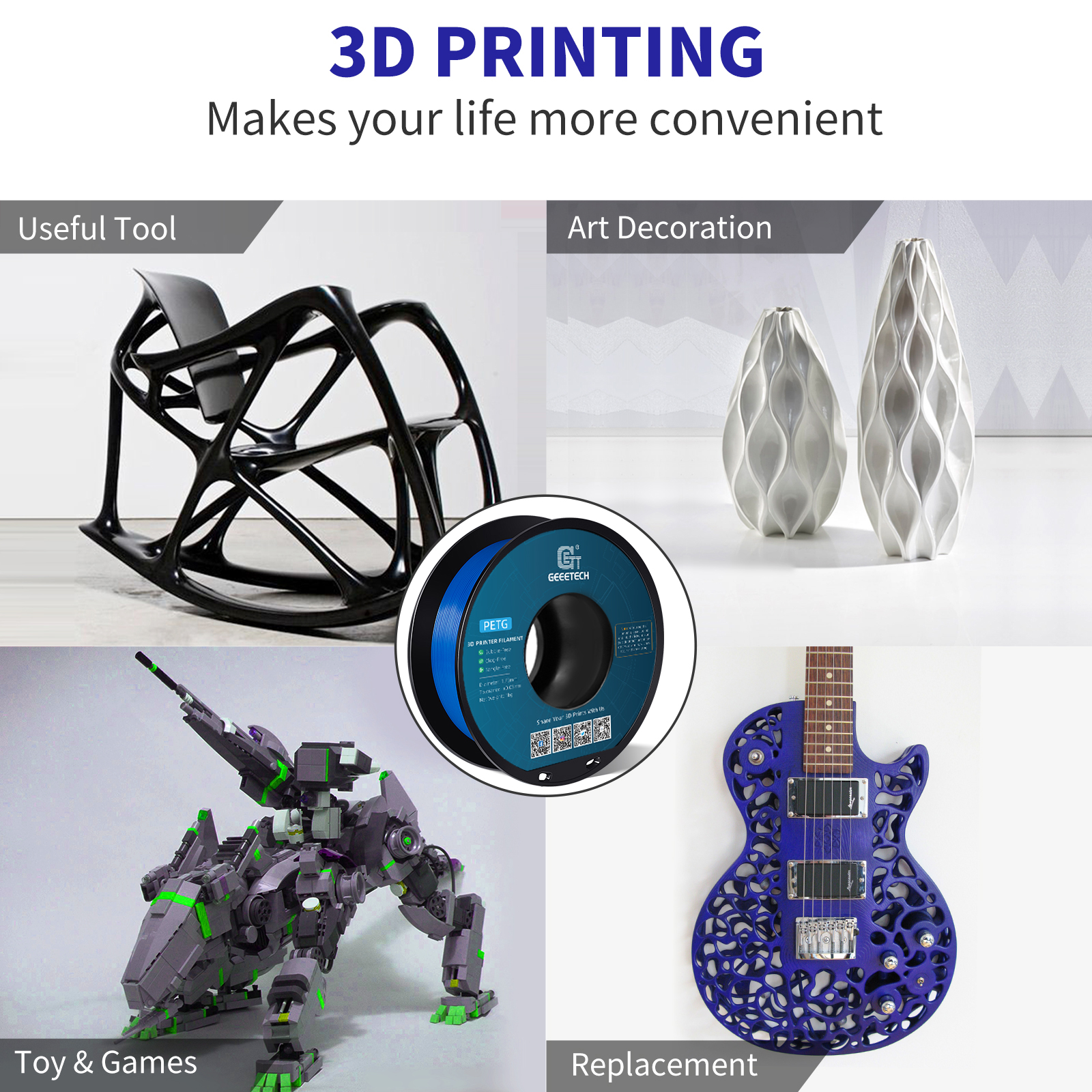 Geeetech 5kg PETG 1.75mm Filam - 3D Printing Warehouse recension och pris