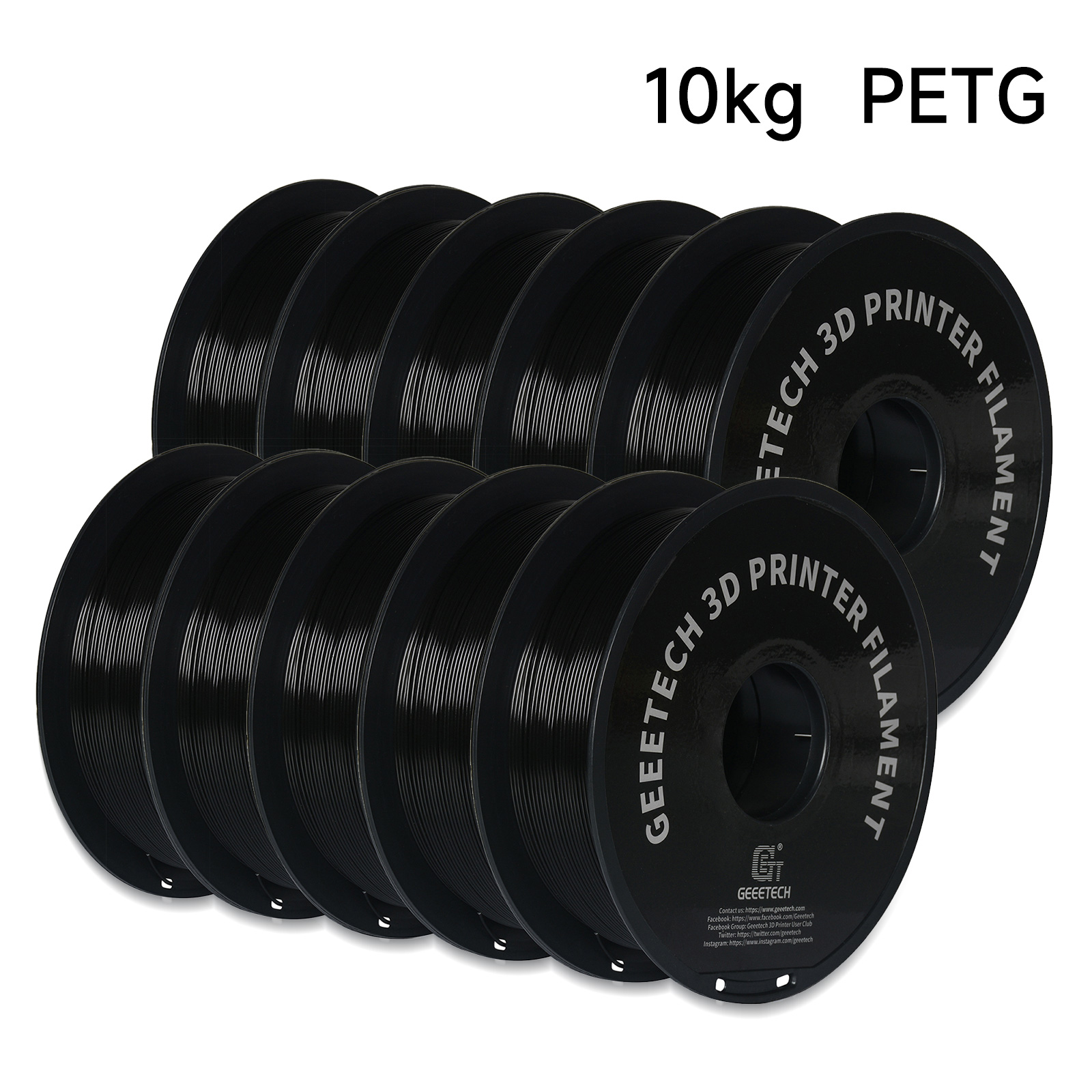 Geeetech PETG 10kg 1.75mm Fila - 3D Printing Warehouse recension och pris