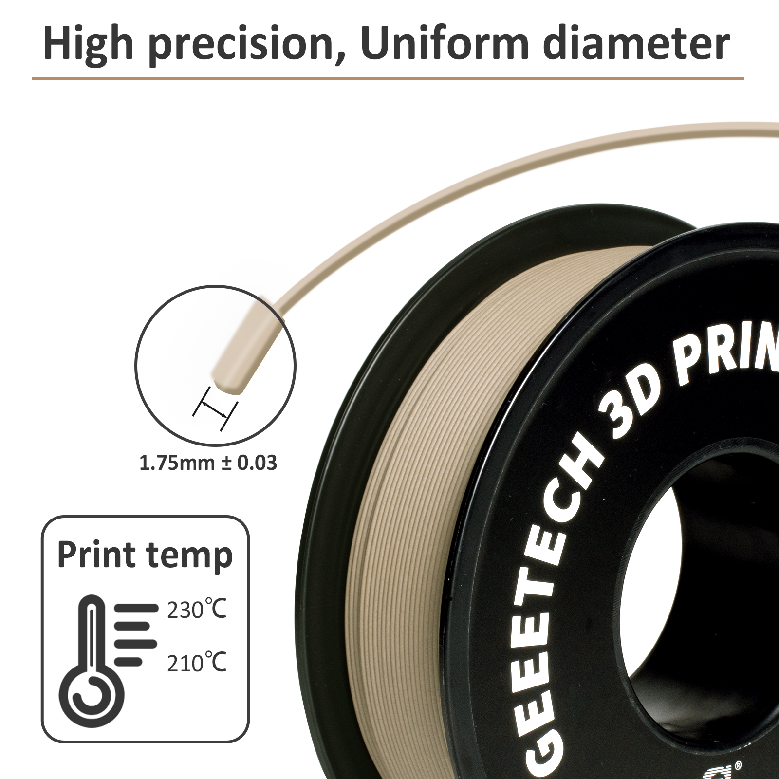 Geeetech Wood PLA 1kg 1.75mm F - 3D Printing Warehouse recension och pris