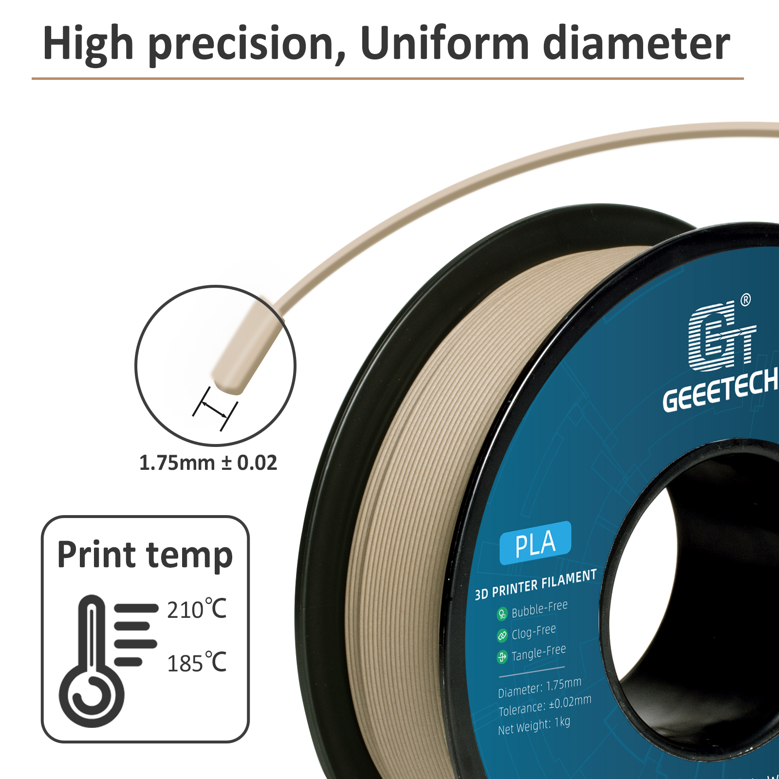 Geeetech Wood PLA 5kg 1.75mm F - 3D Printing Warehouse recension och pris