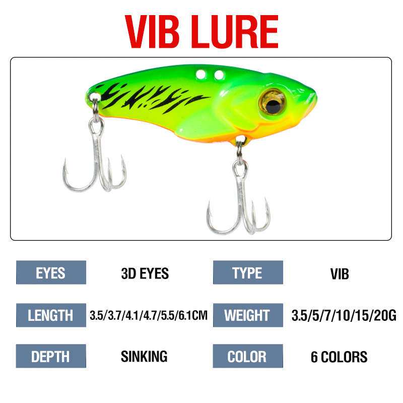 6PCS Metal VIB Lure 5g 7g 10g  - 3D Printing Lure recension och pris