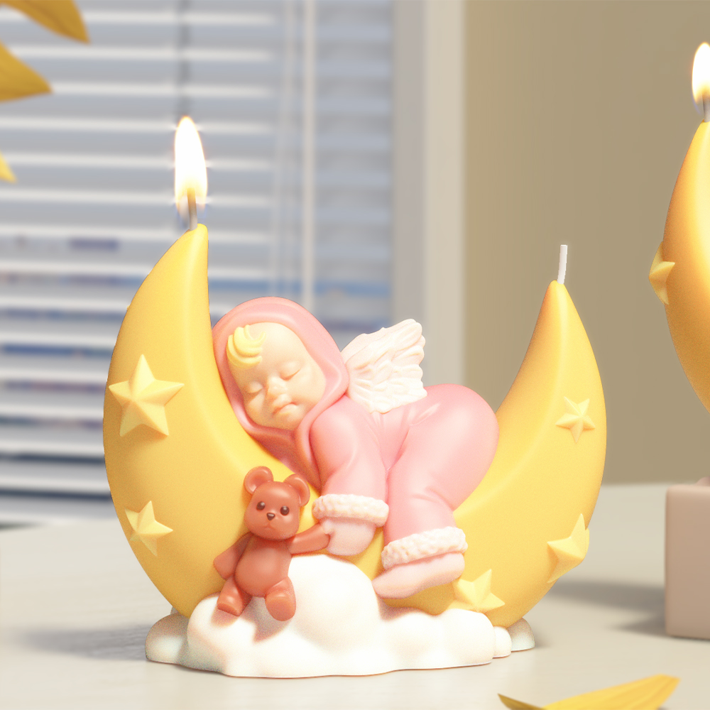 LZ085 3D Cute Moon Angel Candl - 3D Printing Concrete recension och pris