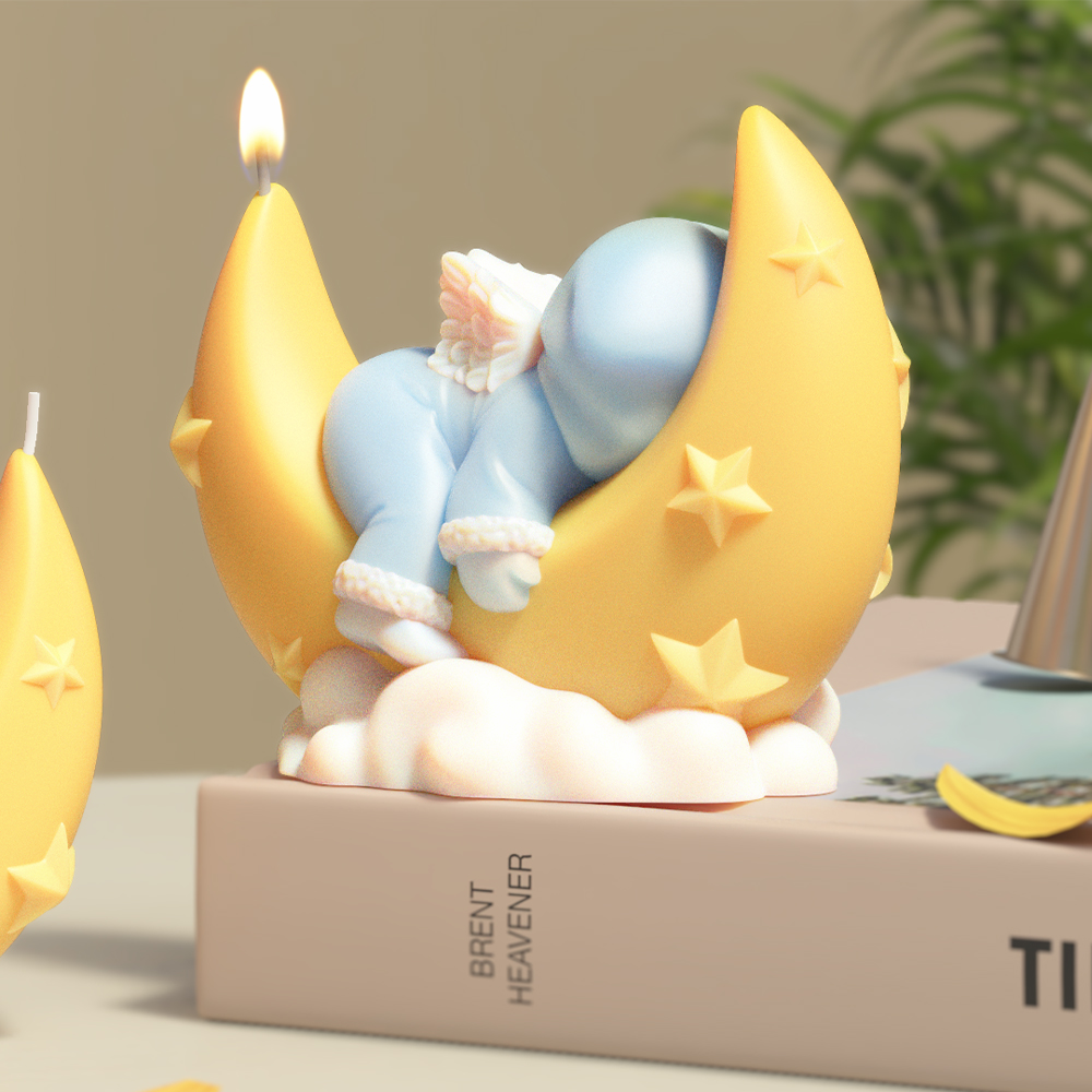 LZ085 3D Cute Moon Angel Candl - 3D Printing Concrete recension och pris